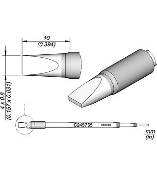 Chisel-shaped soldering tip, 4 x 0.8 mm HT, C245755