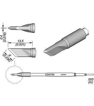 Knife-shaped soldering tip, 6.0 x 0.4 mm, C245765