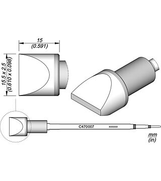 Chisel-shaped soldering tip, 15.5 x 2.5 mm, C470007