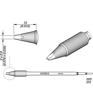 Chisel-shaped soldering tip, 2 x 0.9 mm, C470013