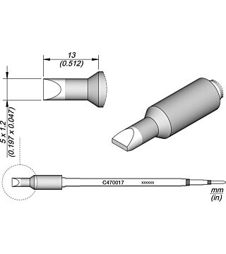 Chisel-shaped soldering tip, 5 x 1.2 mm, C470017