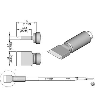 Knife-shaped soldering tip, width 10 mm, C470064