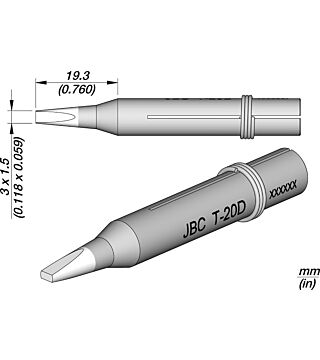Soldering tip for 30ST/40ST/SL2020 and IN2100, CLASSIC series, T20D