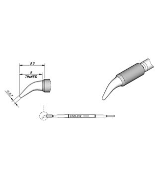 Soldering tip conical bent, D: 0,7 mm, C120012