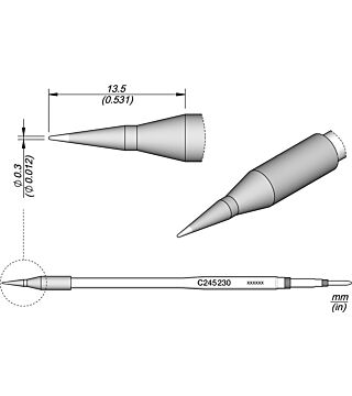 Soldering tip, pencil point, 0.3 mm, C245230