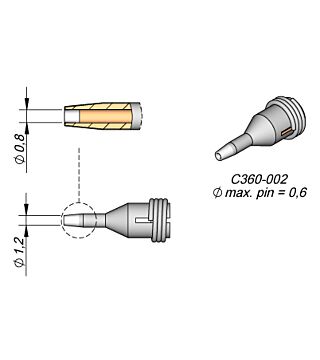 Desoldering nozzle D: 0.8 mm, throughhole, C360002