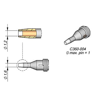 Desoldering nozzle D: 1.2 mm, throughhole, C360004