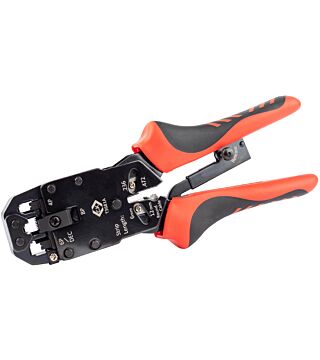 Crimping pliers with ratchet mechanism for modular plugs 4/6/8P