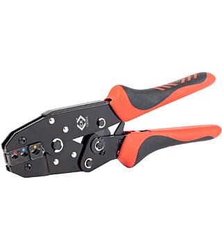 Crimping pliers with ratchet mechanism for insulated cable connectors, 0.5-6.0 mm²