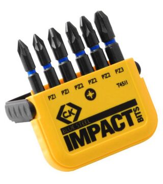 Bit set "Blue Steel" for impact wrenches - 6 pieces (PZ)