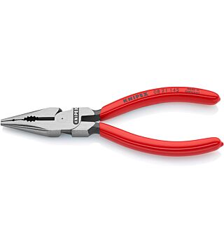 Pointed Combination Pliers, black atramentised, plastic coated 145 mm