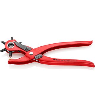 Revolving punch pliers, red powder-coated, 220 mm