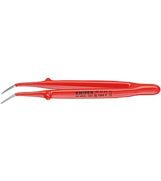 Precision tweezers insulated, angled, 155 mm