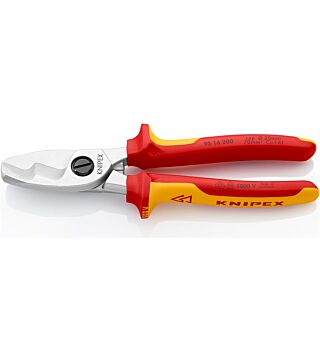 Cable shears with double cutting edge, chrome-plated, insulated, 200 mm