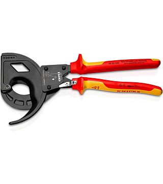 Cable cutter (ratchet principle, three-speed), black atramentized, insulated, 320 mm