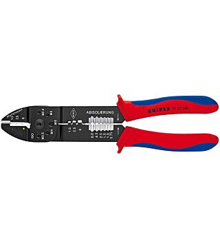 Crimping pliers, painted black, with multi-component grips, 240 mm