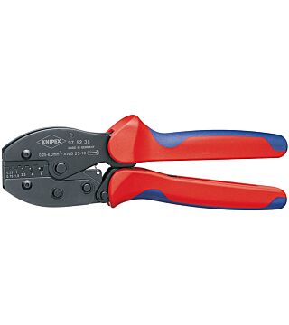 PreciForce® crimping pliers, black oxide finish, for insulated + uninsulated wire end ferrules, 220 mm