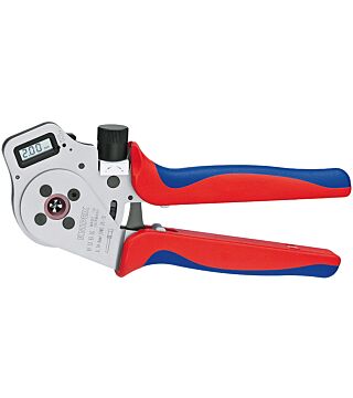Four-arbor crimping pliers, for turned contacts, digital, 0.14 - 6.0 mm², positioning aid, 250 mm