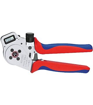 Four-arbor crimping pliers for turned contacts, digital, chrome-plated, 250 mm
