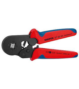 Self-adjusting crimping pliers for end sleeves (ferrules) with side entry, black oxide finish, 180 mm