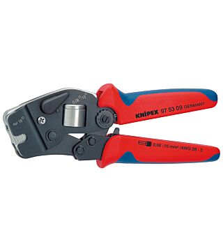 Self-adjusting crimping pliers for end sleeves (ferrules) with front entry, black oxide finish, 190 mm