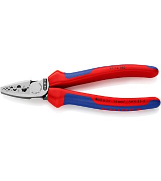 Crimping pliers for wire end ferrules, handles with multi-component sleeves, 0.25 - 16.0 mm², 180 mm