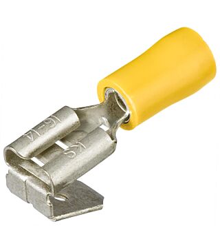 Flachsteckhülsen mit Abzweig isoliert, gelb, Steckerbreite 6,3 mm, Kabel 4 - 6 mm², 100 Stück