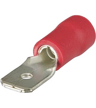 Flachstecker isoliert, rot, Steckerbreite 6,3 mm, Kabel 0,5 - 1 mm², 100 Stück