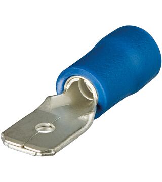 Flachstecker isoliert, blau, Steckerbreite 6,3 mm, Kabel 1,5 - 2,5 mm², 100 Stück