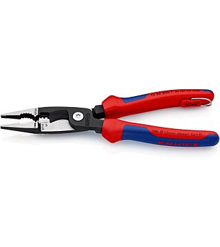 Electrical installation pliers with multi-component sleeves, fastening eyelet, black atramentized, 200 mm (SB card/blister)