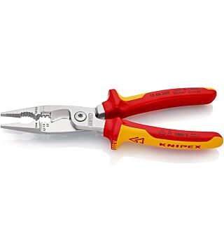 Electrical installation pliers, insulated, with multi-component cases, VDE tested, chrome-plated, 200 mm (SB card/blister)