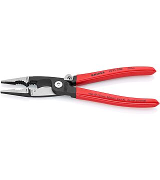 Electrical installation pliers covered with plastic, integrated opening spring, black atramentized, 200 mm (SB card/blister)