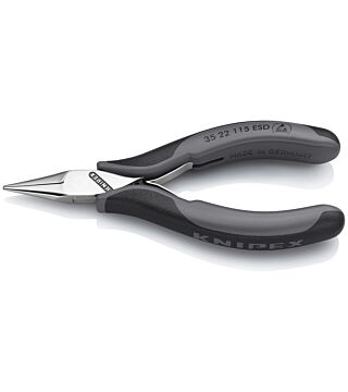 ESD electronics gripping pliers, flat round, 115 mm