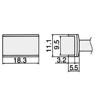 Soldering tip for FM2027 and FM2028, 9,5 x 18,3 mm