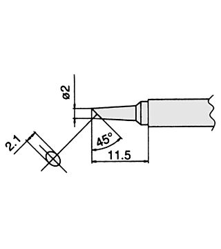 Soldering tip for FM2027 and FM2028, D: 2 mm, 45° bevel