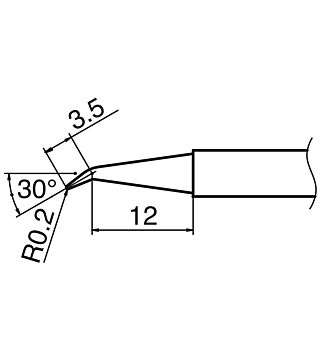 Grot lutowniczy seria T17 śr.: 0,2 mm, zagięty pod kątem 30°