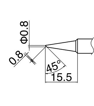 Soldering tip T18-C08 for 907 / 913 / 951 / FX-8801, round, bevelled, d = 0.8 mm