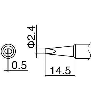 Punta di saldatura serie T18, a forma di scalpello 2,4 x 0,5 mm