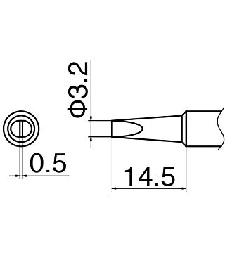 Punta di saldatura serie T18, a forma di scalpello 0,5 x 3,2 mm