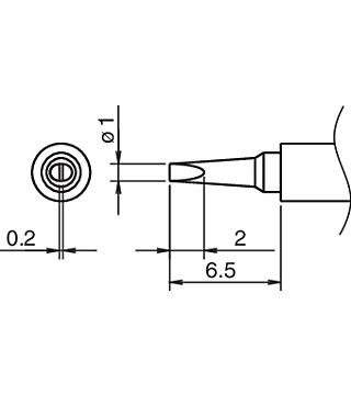 Punta di saldatura serie T30, a forma di scalpello 1 x 0,2 mm