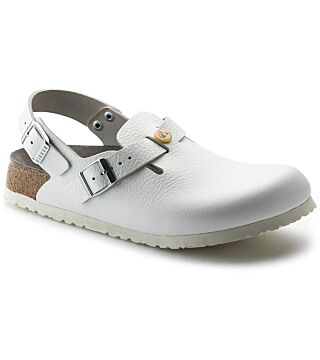 ESD clog TOKIO ESD natural leather 61410, white, normal