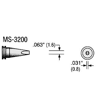 Panne à souder de la série MS, en forme de burin, B : 1,6 mm