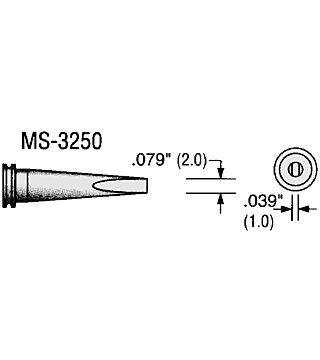 Soldering tip MS-series, chisel-shaped, B: 2 mm