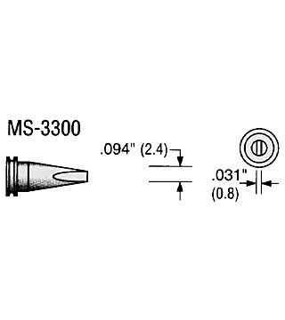 Punta di saldatura serie MS, a forma di scalpello, B: 2,4 mm