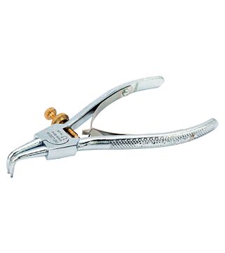 Pliers for external circlips with jaws angled by 90 °, chrome-plated