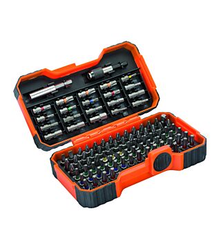 1/4" bit set for slotted, Phillips, Pozidriv, hexagon and TORX®-Tamper screws 50 mm × 110 mm × 184 mm, 100 pieces