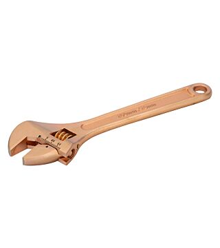 Non-sparking adjustable wrench made of copper beryllium with central nut