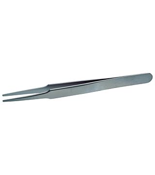 High precision tweezers, flat/rounded tips, 120 mm