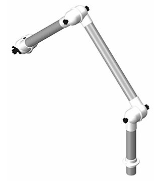 Extraction arm system DN75, 3 joints, 1105 mm, white - table mounting
