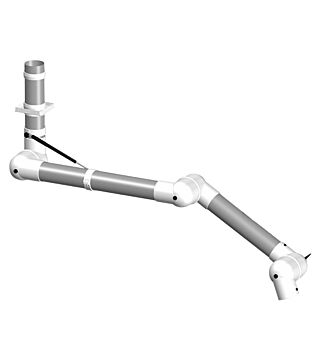 Extraction arm system DN100 for ceiling mounting, 3 joints, 1710 mm, white